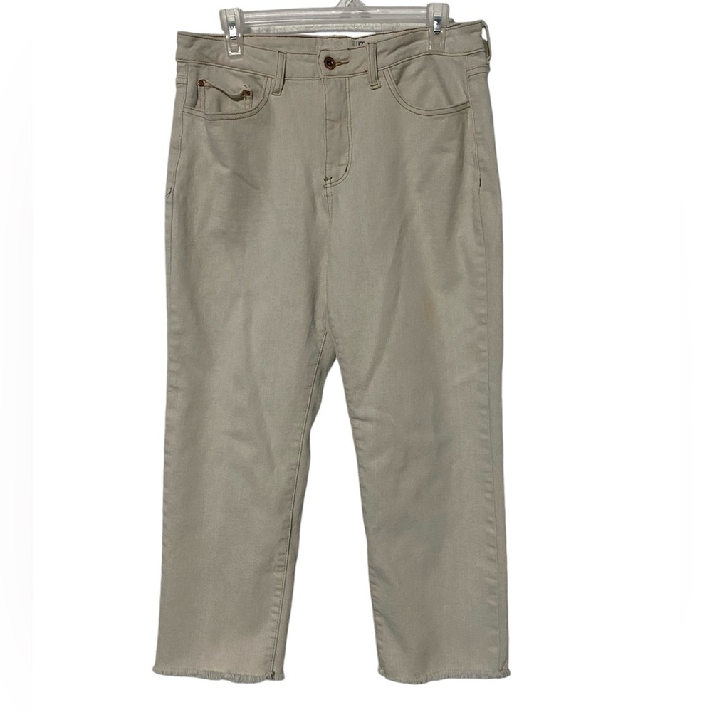 !iT. Cream Jackie High Rise Raw Hem Straight Jeans